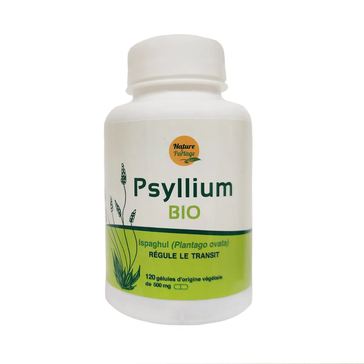 Nature Et Partage Psyllium Gélules BIO 120 géllules de 500mg | Certifié Ecocert