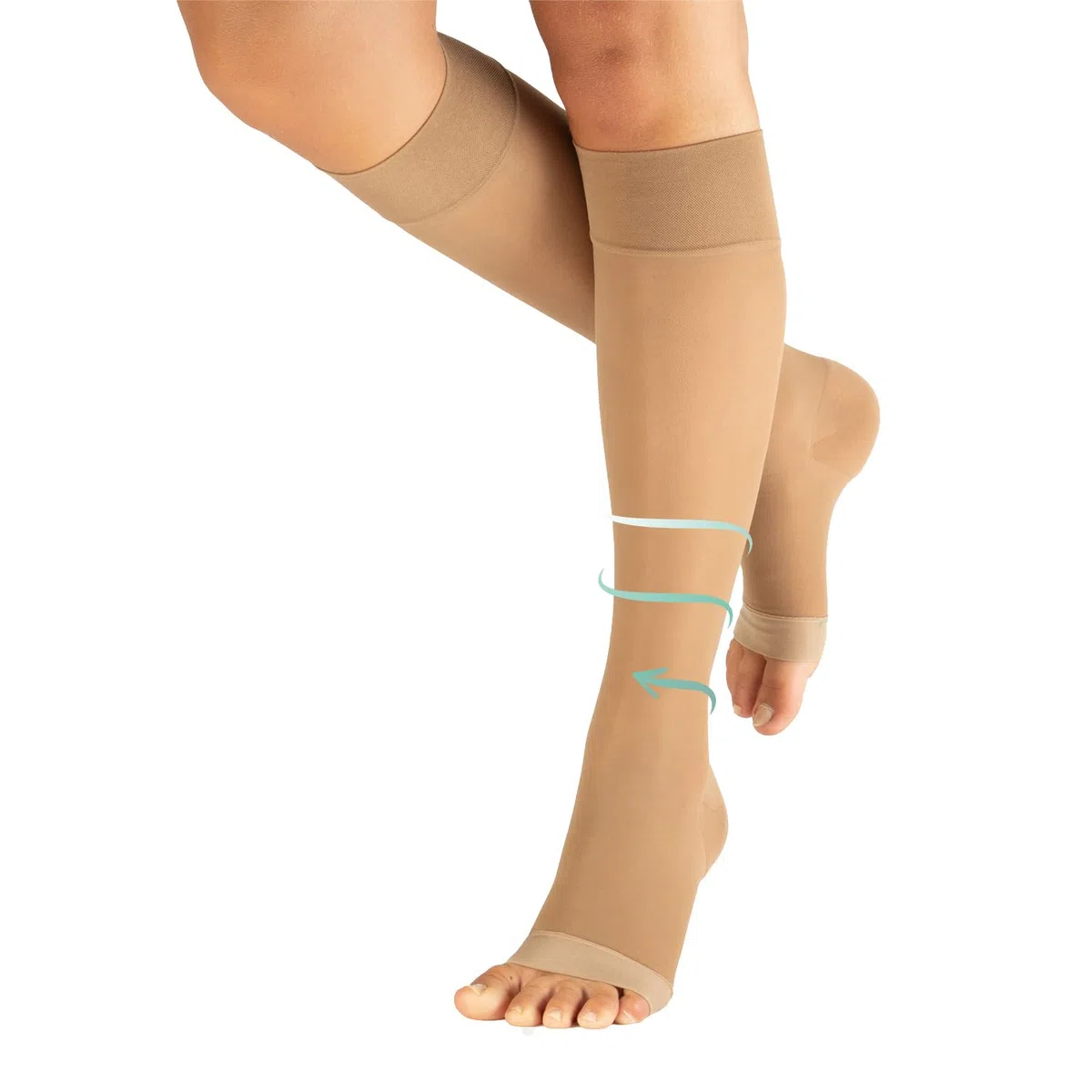 CALZITALY Lot 1/2 Paires Mi Bas de Compression Femme sans Orteils 70 DEN, Chaussettes de Contention Femme 10-14 mm/Hg