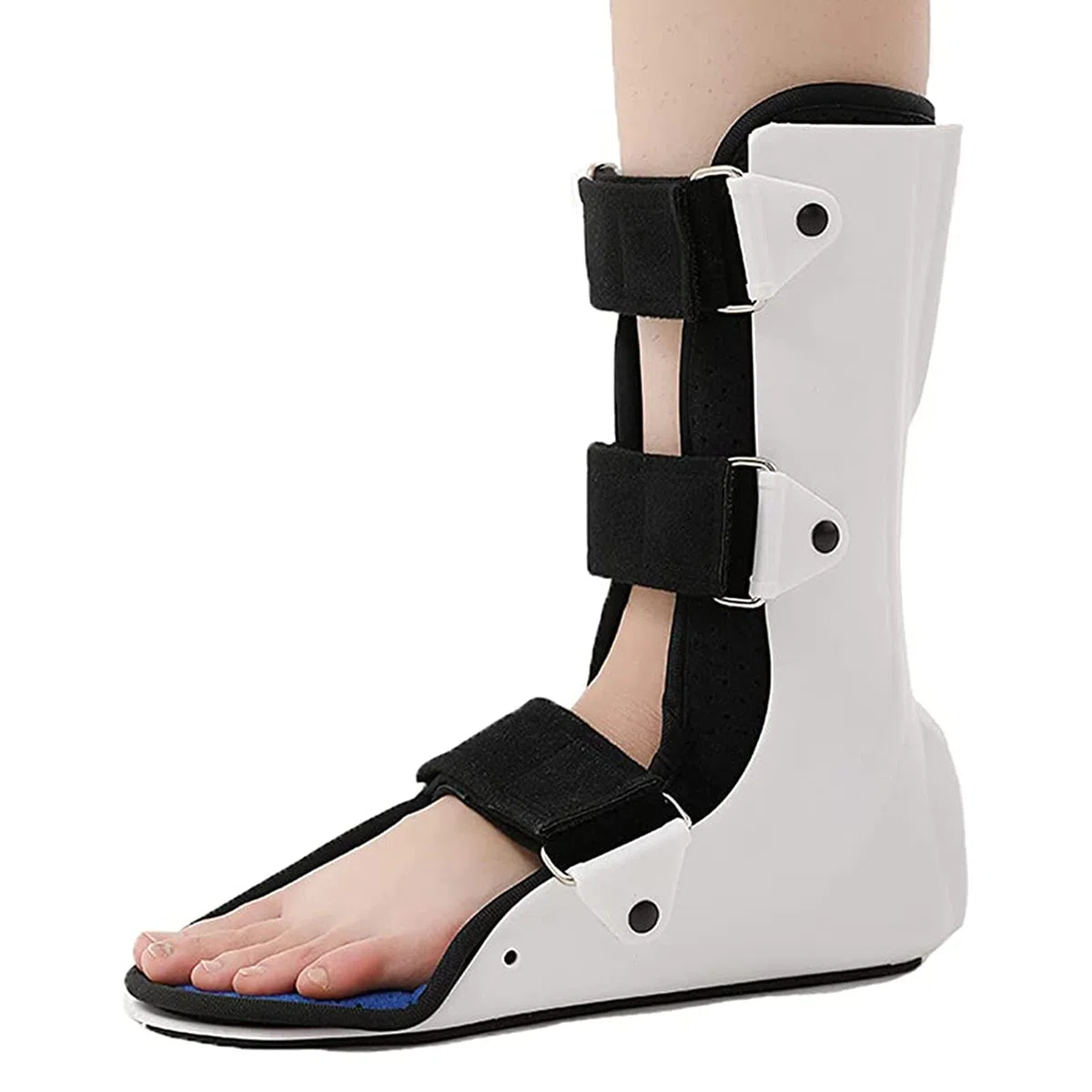 Orthèse de pied réglable avec semelle antidérapante, cheville fixe, pâte magique, doublure respirante et amovible pour entorses et fractures de cheville, Left-Large