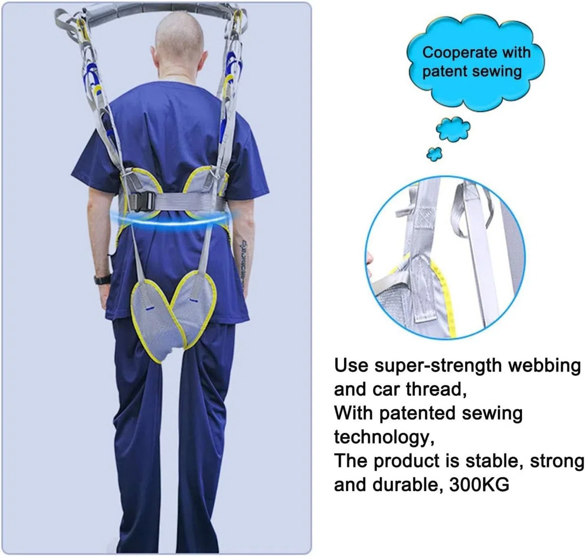 Écharpe de marche pour patient, harnais de levage en maille de sécurité médicale, ceinture de transfert pour équipement de formation en réadaptation, pour les soins infirmiers, les personnes âgées et