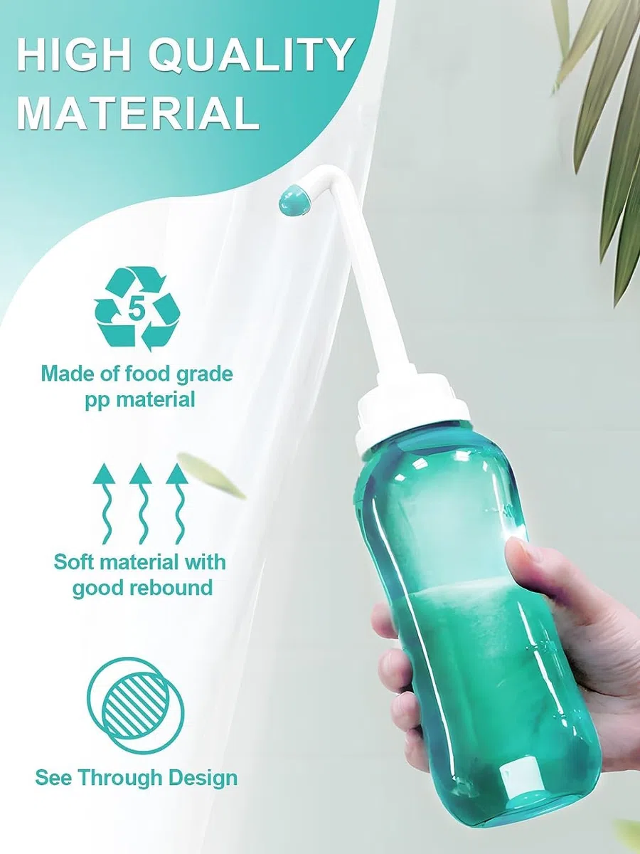Bidet Portable Douchette Intime Maternité - Douche Portable avec Double Buse, Bidet de Voyage avec Bouton Poussoir, Peri Bottle, Douche Intime, Bidet Toilette 500 ml Grande Capacité