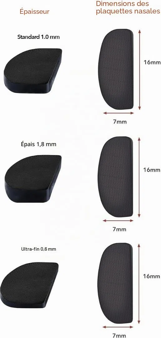 Setex Gecko Grip Plaquettes de Nez Antidérapantes Pour Lunettes, Epaisseur 1,8 mm (5 paires noires), 2500 Fibres Microstructurées Innovantes Par Plaquette, 1,8 mm x 7 mm x 16 mm