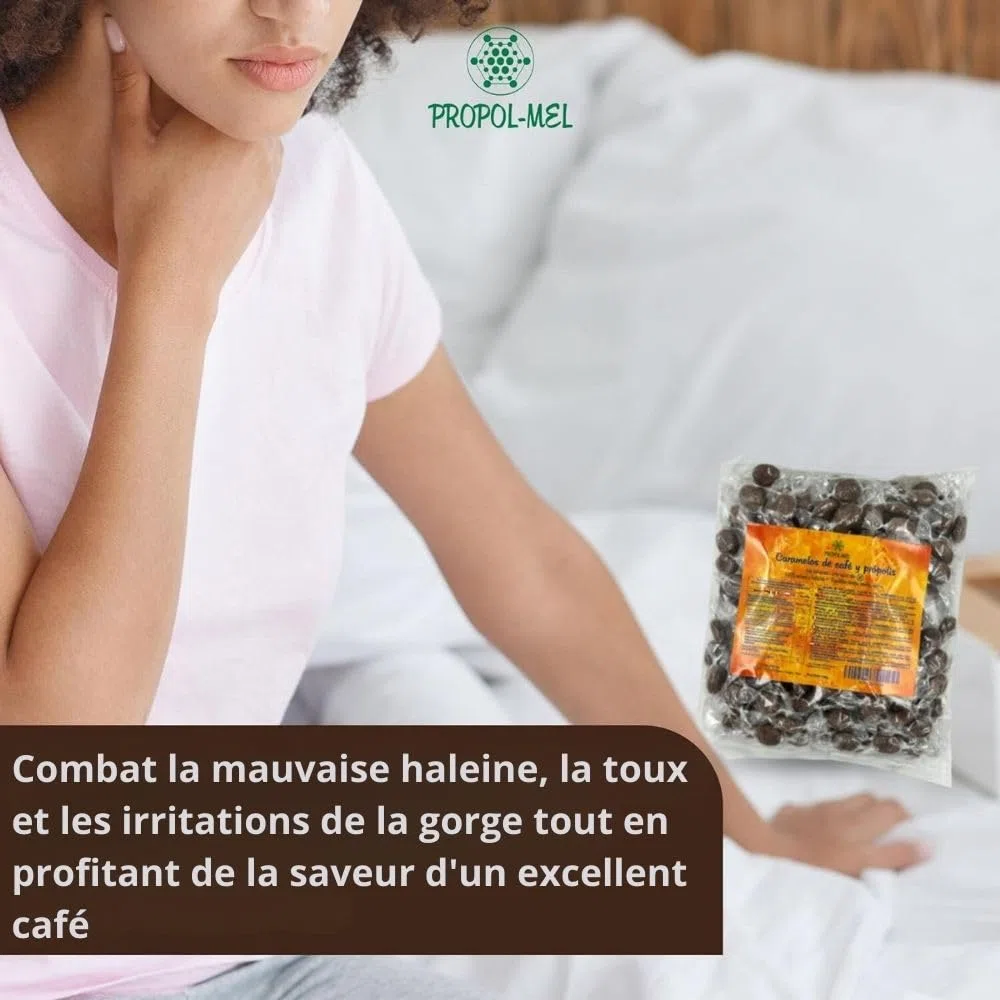 Propol-Mel - Bonbons au Café et au Propolis 500g | Sans Sucre | Sans Gluten | Artisanaux d'Espagne | Soin Buccal et de la Gorge | Café Intense et Propolis | Pour la Mauvaise Haleine