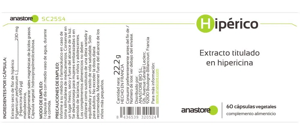 MILLEPERTUIS * 230 mg / 60 gélules * Extrait Titré en Hypéricine * Cerveau, Digestion (troubles gastro-intestinaux), Équilibre émotionnel * Fabriqué en France