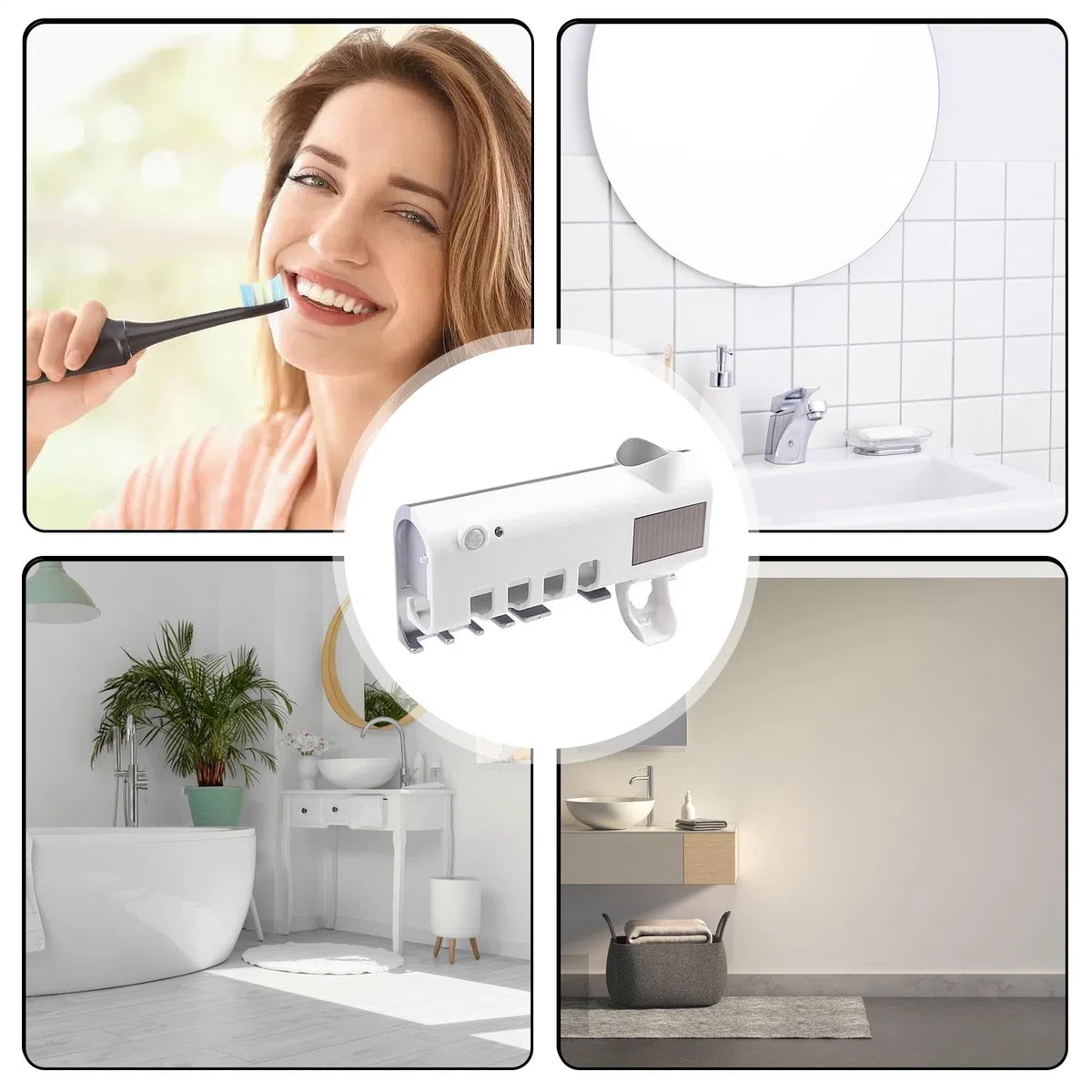 Support pour brosses à dents - Stérilisateur de brosses à dents avec lumière UV de 1200 mAh | Stérilisation efficace, sans perçage nécessaire, nettoyant de brosse à dents
