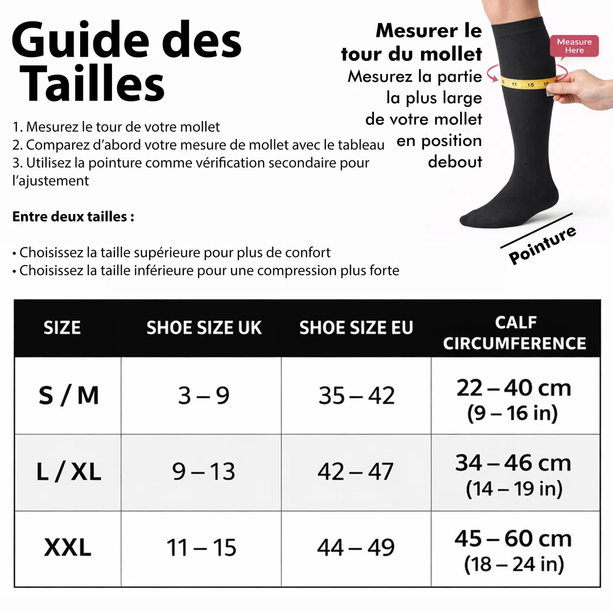 aZengear Chaussette de Compression Femme et Homme (20-30mmHg Classe 2) Bas de Contention Mollet Medical Sport Running de Vol Circulation, Jambes Enflées les Varices, Voyage en Avion