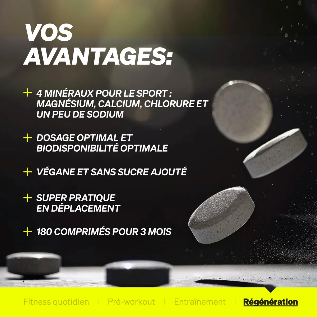 Électrolytes en comprimés – 180 comprimés avec magnésium, calcium, sodium et chlorure – magnésium pour votre équilibre électrolytique et votre fonction musculaire – convient au régime keto
