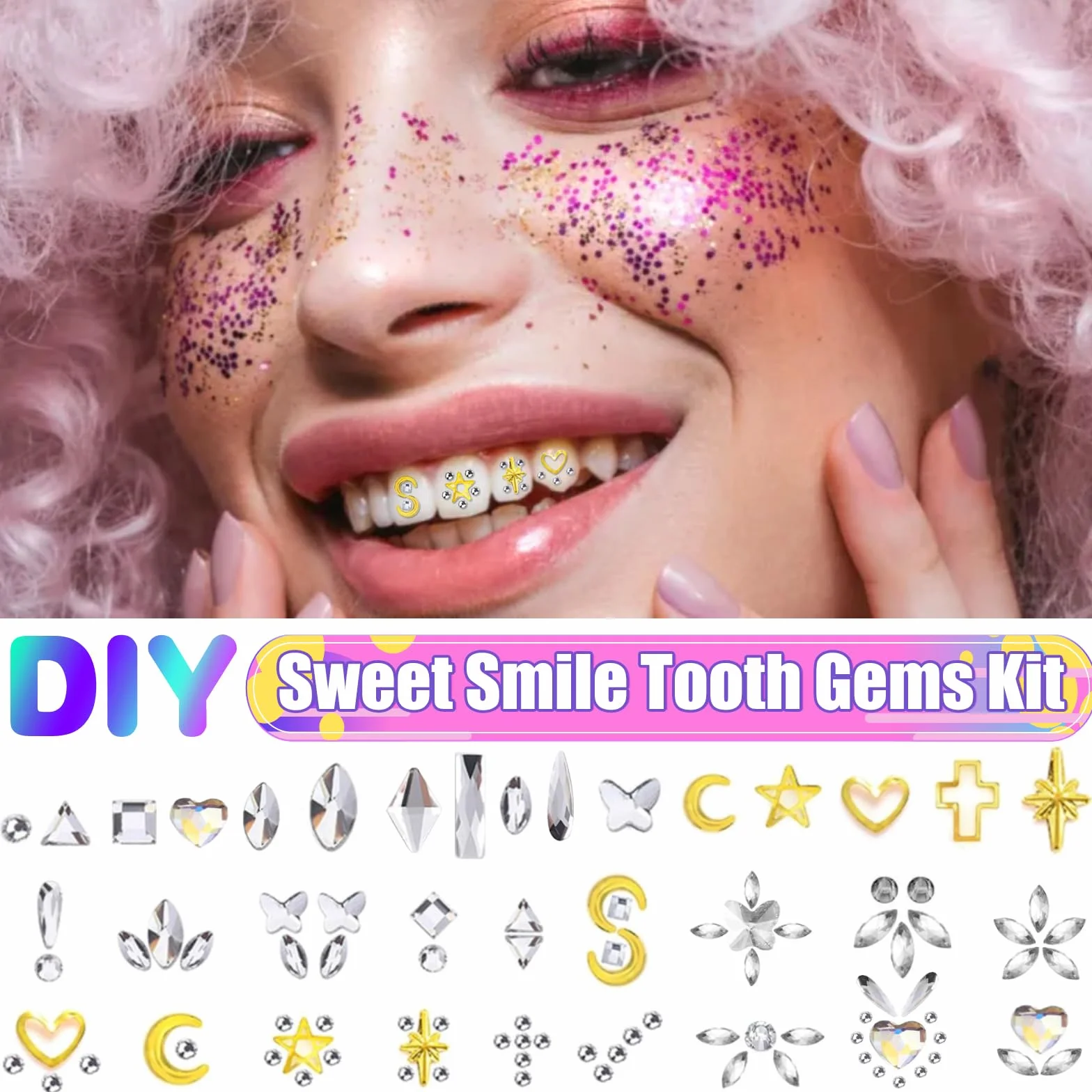 Bijou De Bijoux De Dent Strass Dentaire Kit Avec Colle, Générique Ensemble De Gemmes Dentaires