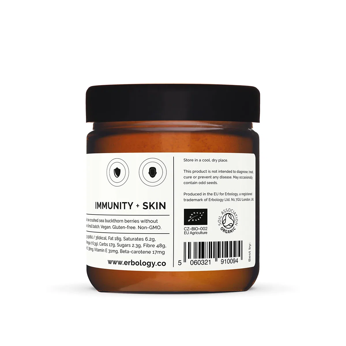 100% Poudre d'Argousier Bio 35 g - Sans Pépins, Plus Précieux - Riche en Oméga-7, Vitamine C et Bêta-carotène - Directement de la Ferme - Crue, Végétalienne et Sans Gluten