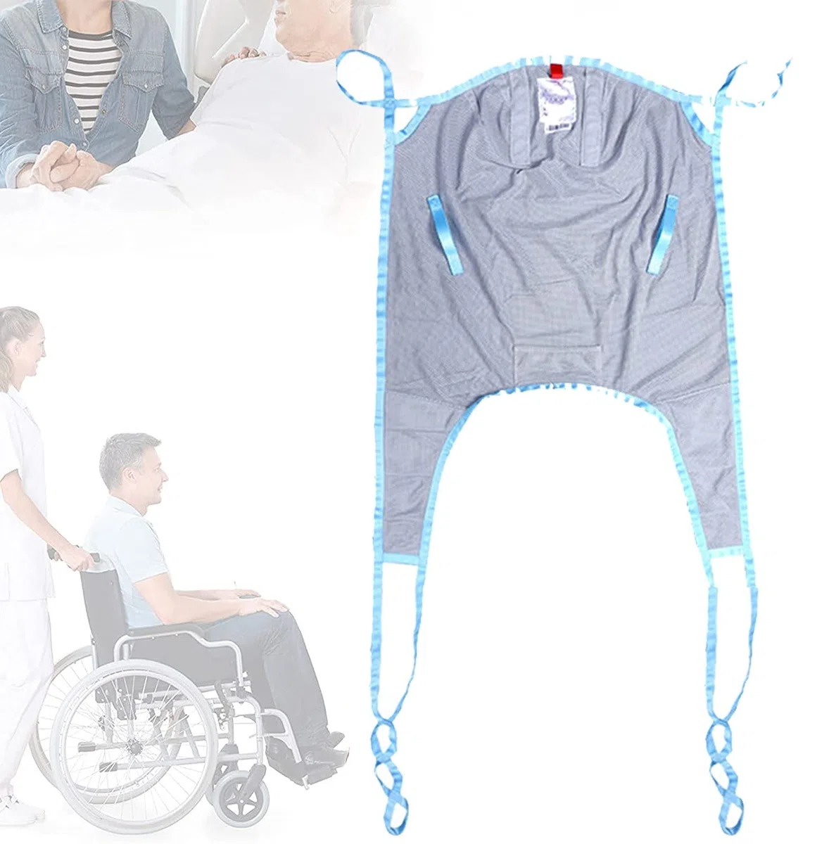 Sangle de Levage pour Patients en Maille, lève-Personne pour Personnes âgées, lève-Personne pour Tout Le Corps, Chaise percée pour Le Bain des Patients, Sangle de Jambe divisée pour Soignant