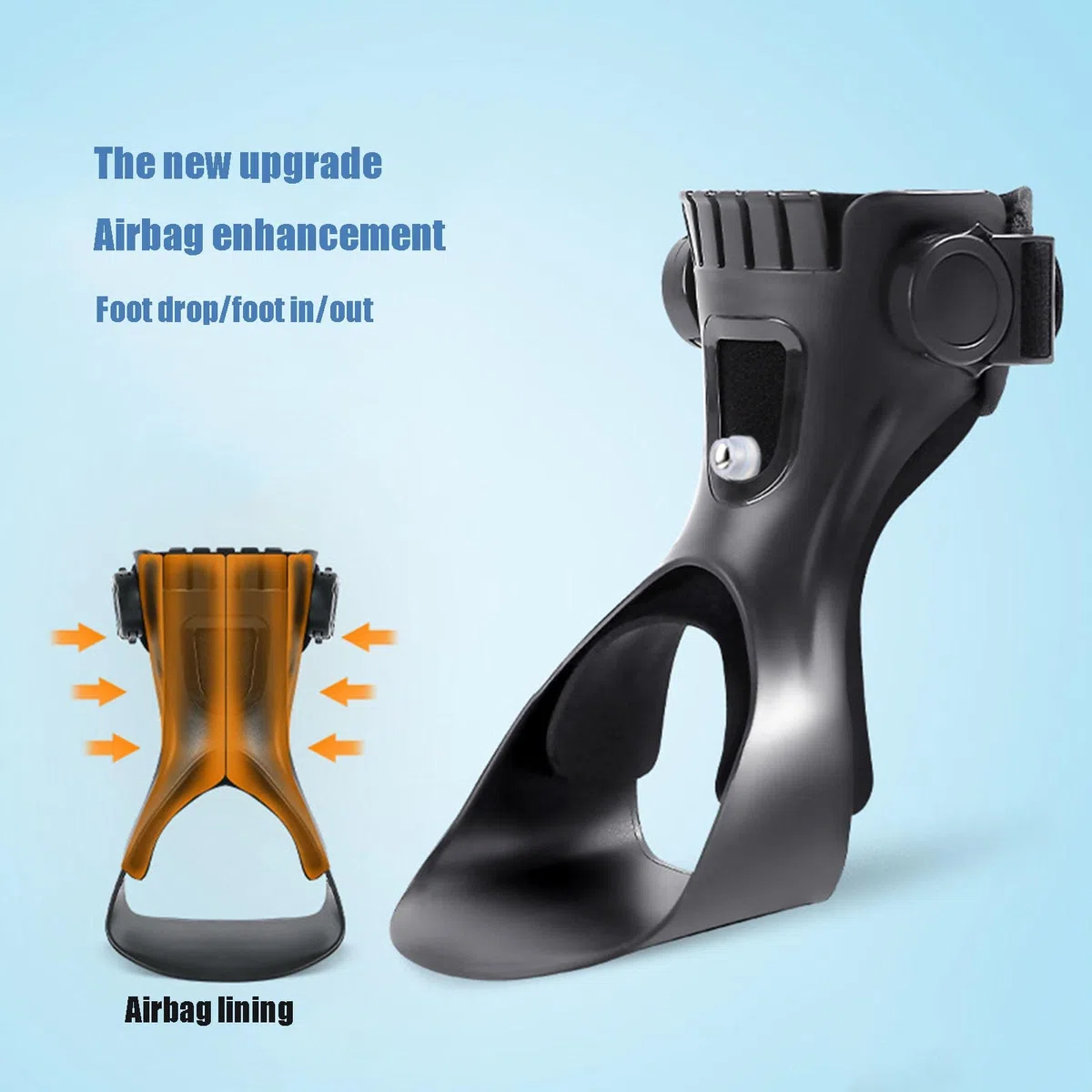 Orthèse de pied tombé, orthèse de cheville avec support pour pied tombé avec airbag gonflable confortable pour hémiplégie, accident vasculaire cérébral, chaussures de marche, B/Left-Medium