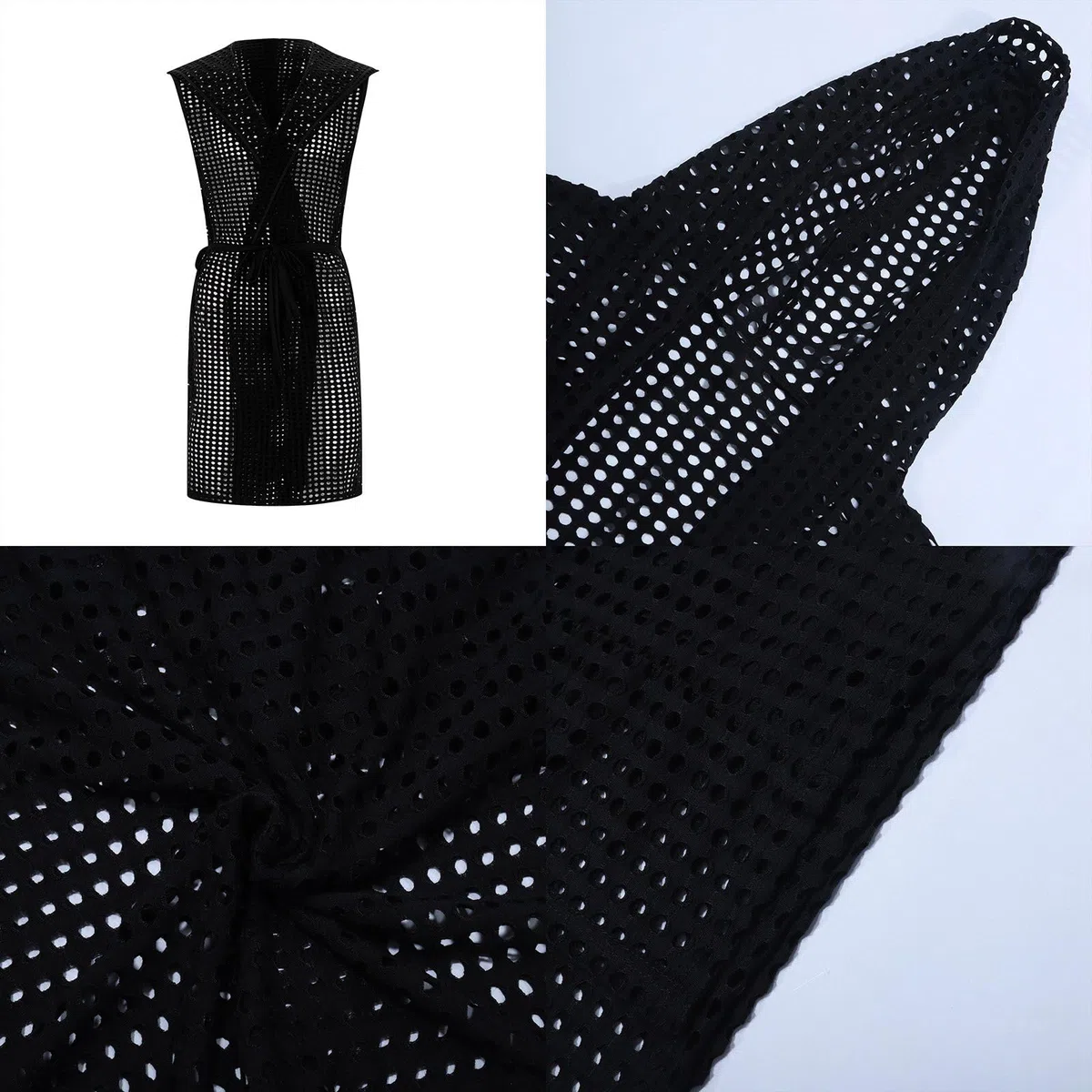 Peignoir col châle pour homme - Maille de pêche - Transparent - Sous-vêtements sexy - Kimono avec ceinture - Léger et confortable - Vêtement de détente érotique - Haut décontracté