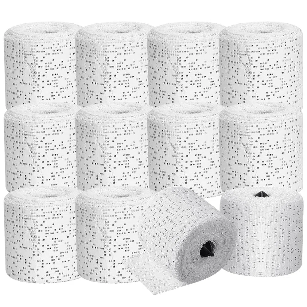 Bande de Platre, 12 Rouleaux de 5cm x 270cm Bande Platre en Tissu, Moulage Ventre Femme Enceinte, Rouleaux de Plâtre à Séchage Rapide, Bande de Platre pour Moulage Cadeau Enceinte