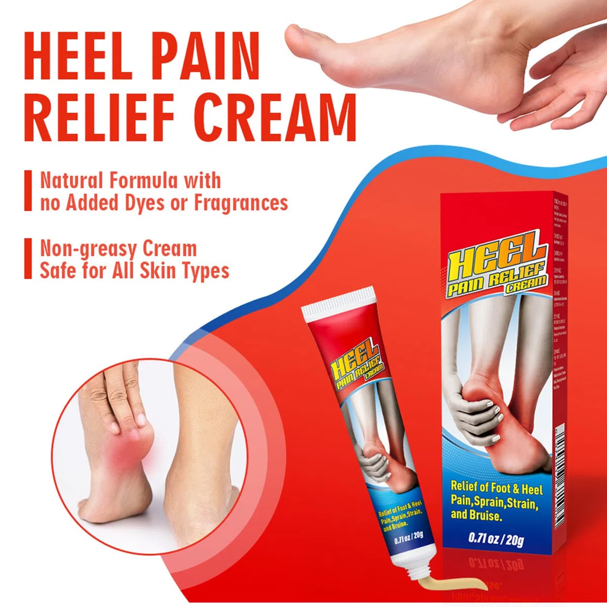 Crème Soulagement de la Douleur au Pied,Pommade Apaisante pour Talons,Crème pour les Pieds,Apaisante pour les Douleurs Musculaires,Heel Pain Ointment,1PC