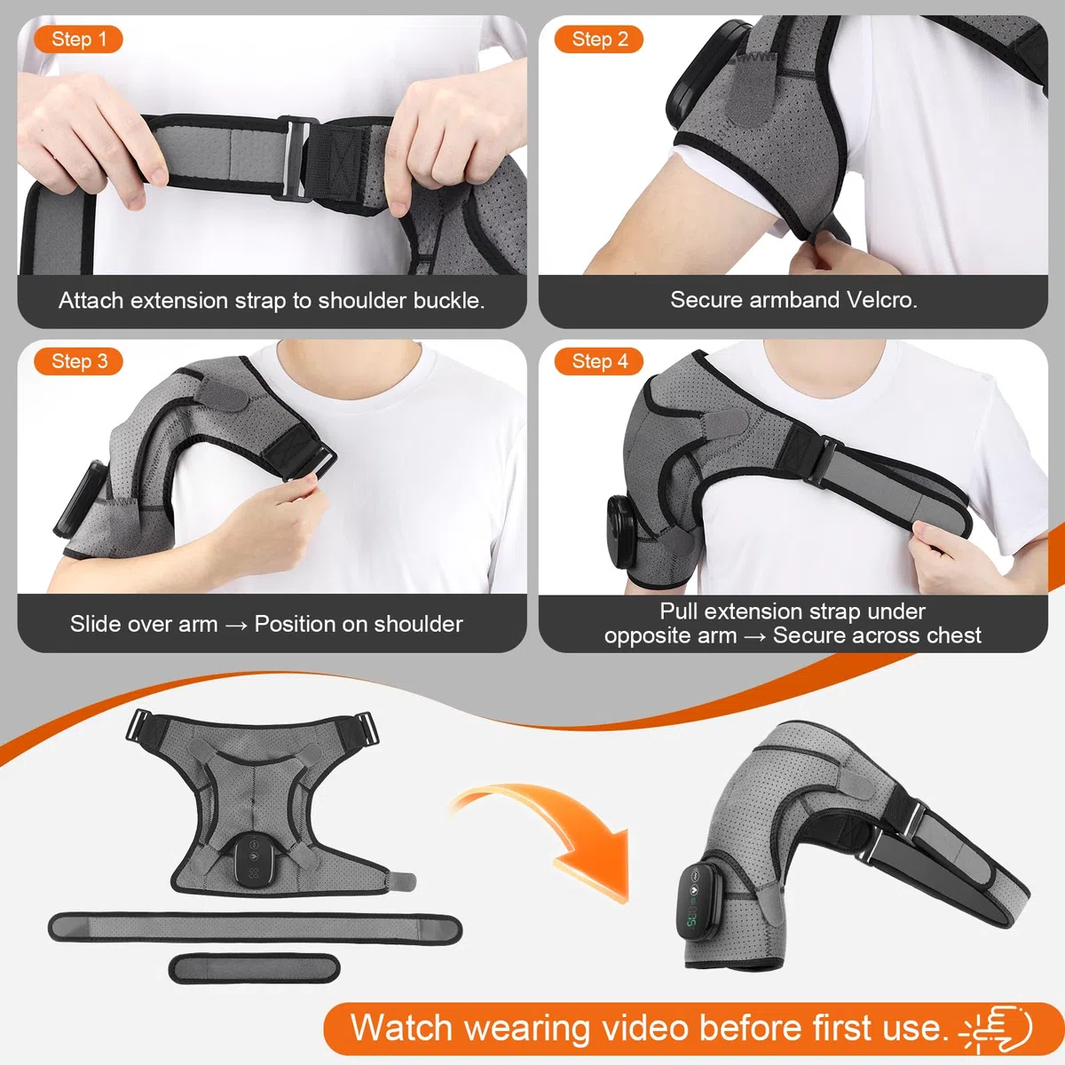 WoloyHeatie Coussin chauffant d'épaule sans fil, masseur d'épaule pour soulager la douleur, tissu profond, enveloppe d'épaule chauffante avec chaleur et massage pour homme et femme, coussin chauffant