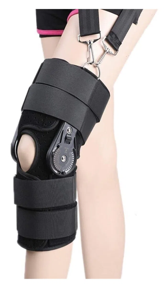 Attelle de Genou Réglable Protecteur de Sport Respirant Manches de Jambe Orthèse de Genou Amovible Attelle pour la Stabilité du Genou Aide à la Récupération Tendinite Soulagement de la Douleur 22.7.