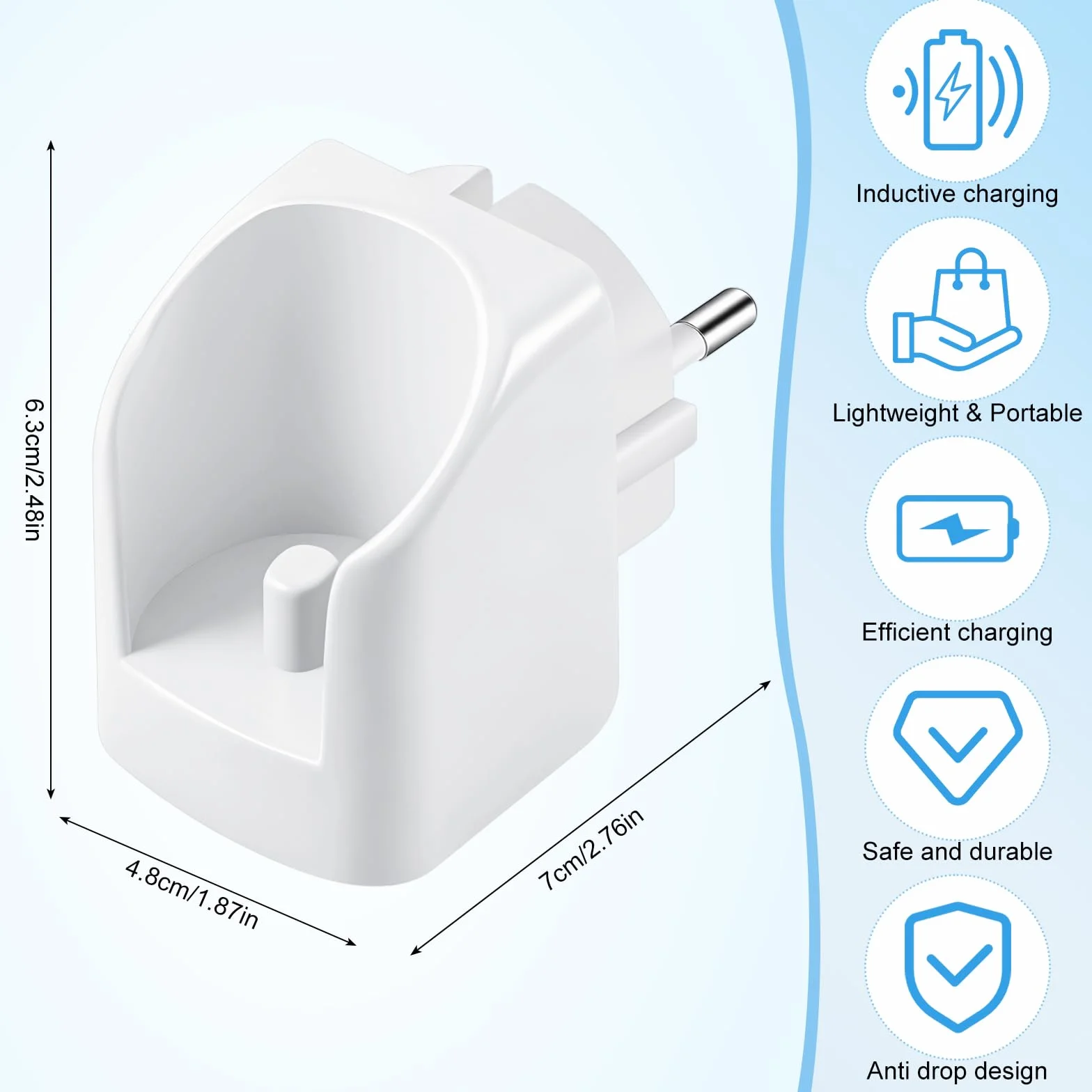 Chargeur Brosse a Dent Electrique pour Oral B, Prise EU(pour Prises sans Terre) Compatible avec Oral B Brosse à Dent, Chargeur sans Fil Compatible avec Oral-B/Braun sauf IO et Pulsonic