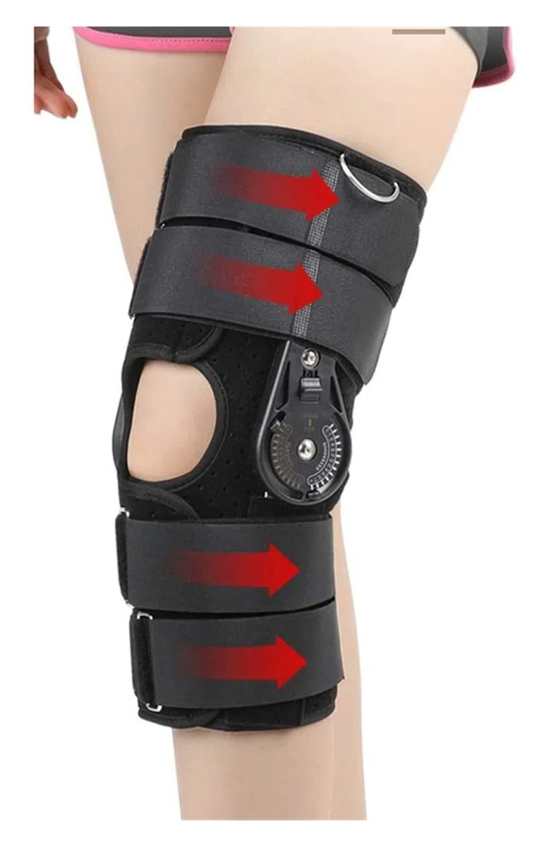 Attelle de Genou Réglable Protecteur de Sport Respirant Manches de Jambe Orthèse de Genou Amovible Attelle pour la Stabilité du Genou Aide à la Récupération Tendinite Soulagement de la Douleur 22.7.
