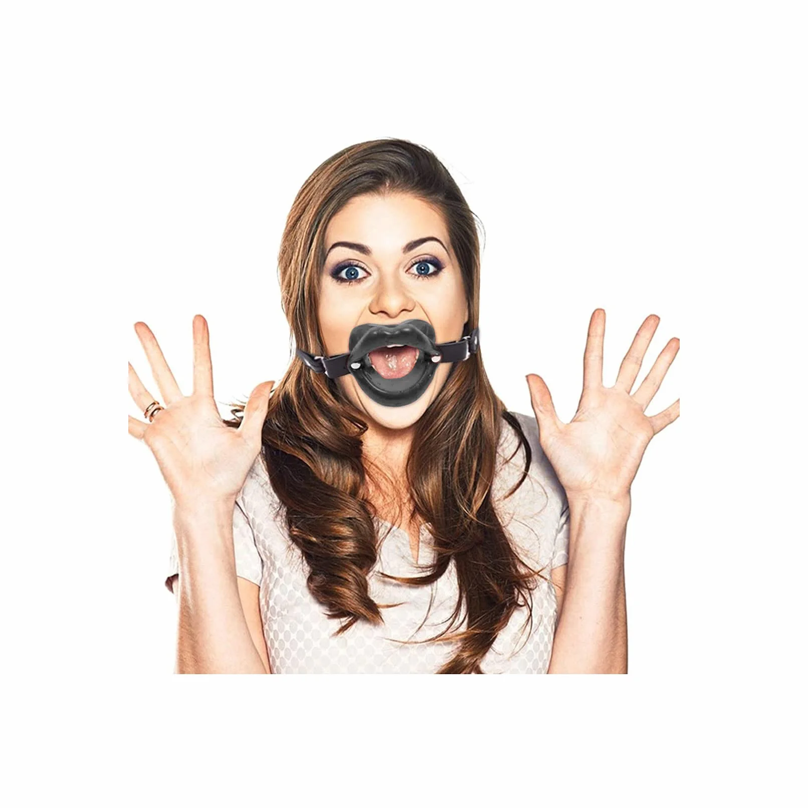 Bâillon BDSM Extrême en Silicone - Gag Bouche Pénis pour Femme - Sex SM (Noir)