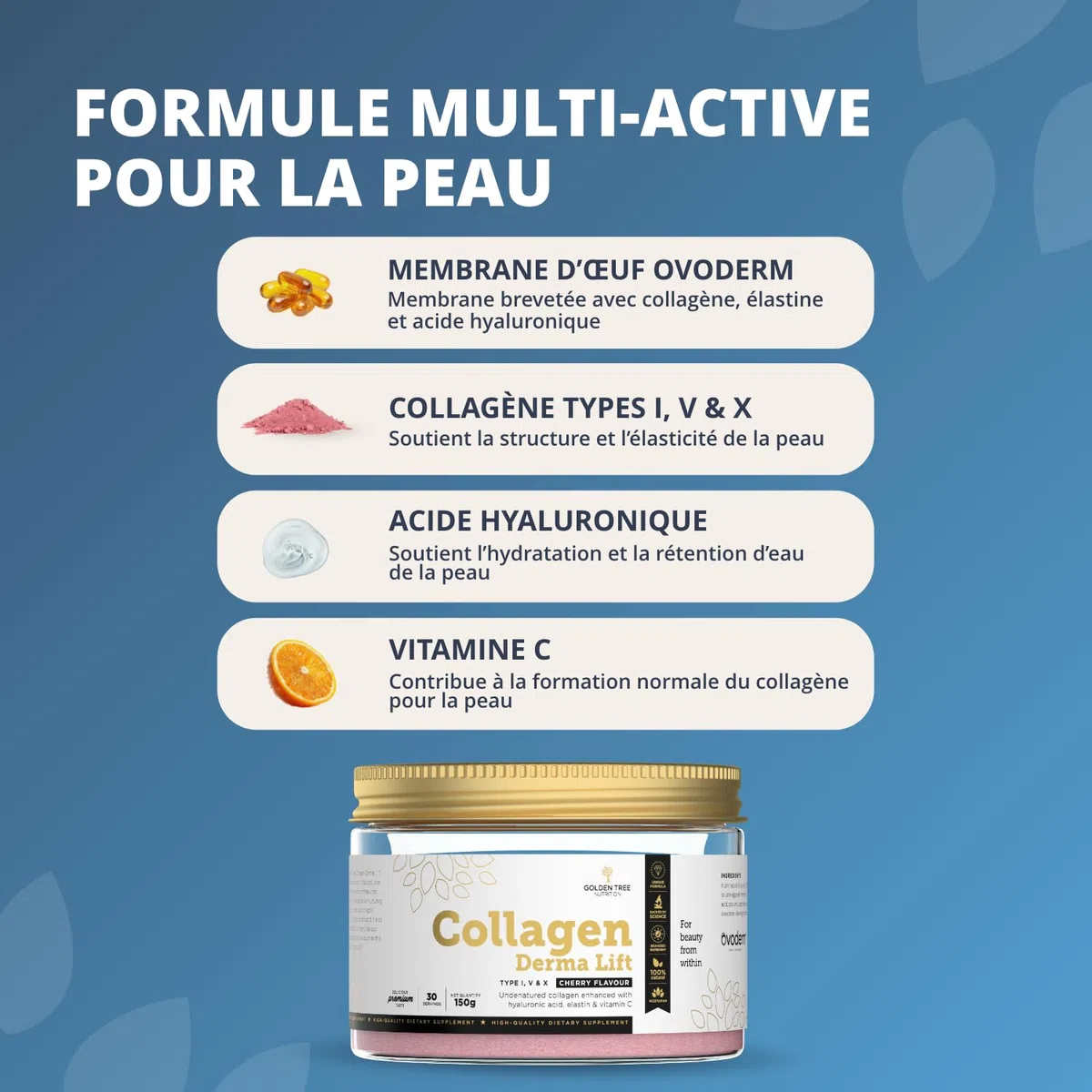 Golden Tree Collagen Derma Lift – Collagène en Poudre, 150 g