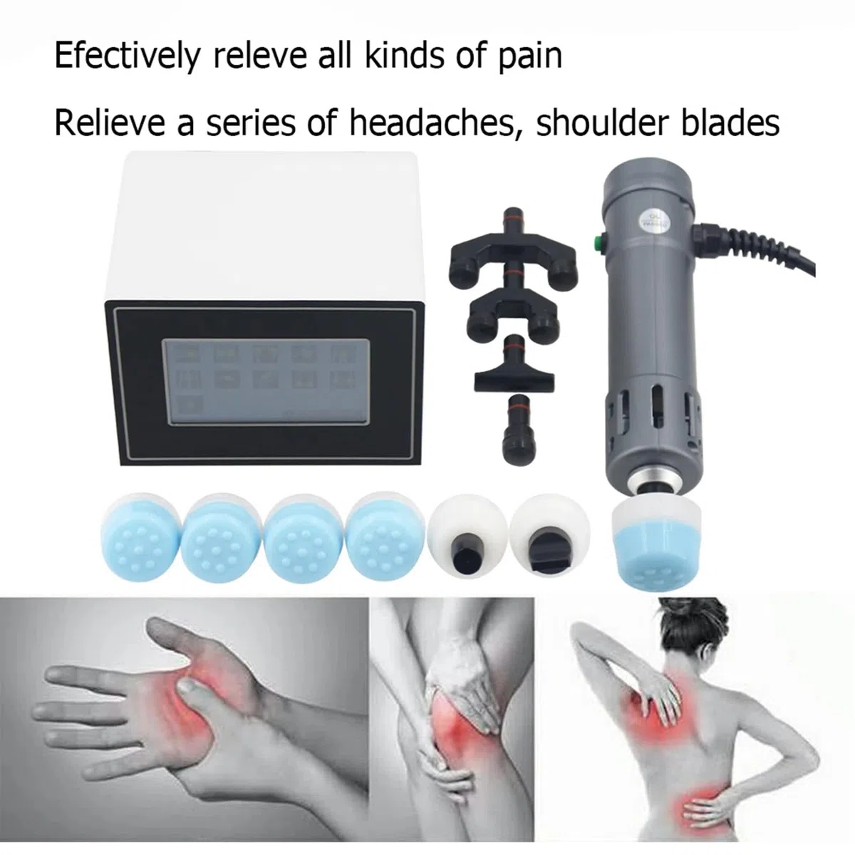 Machine De ThéRapie Par Ondes De Choc Extracorporelles, Masseur Musculaire Professionnel De Soulagement De La Douleur De Machine De ThéRapie Par Ondes De Choc Ed 2 En 1, éNergie: 10-250Mj,B