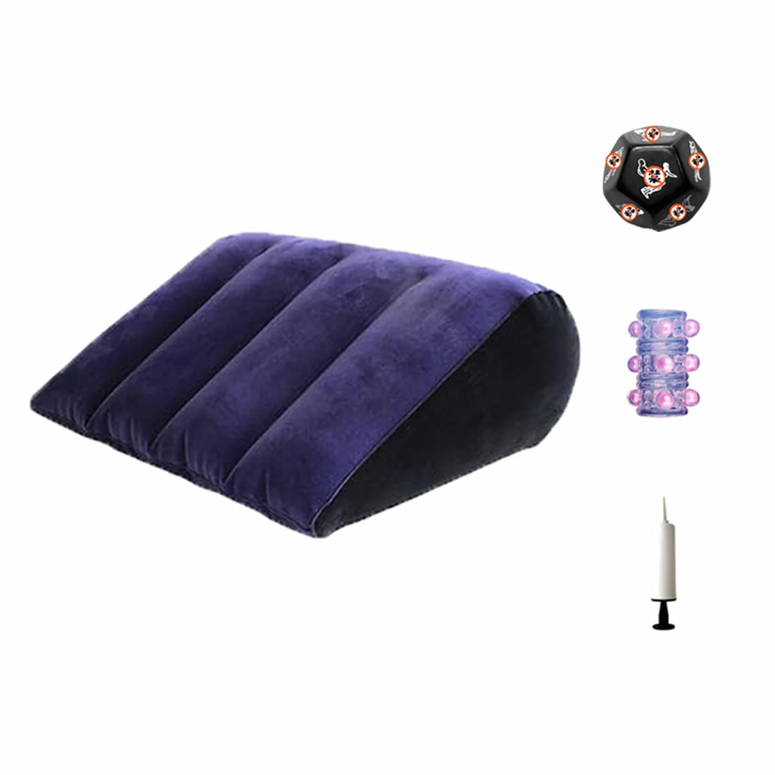 Oreiller Sexe Gonflable pour Couples, Oreiller Lombaire Multifonctionnel avce Dés Sexuel, Jouets Sexuel Coussin pour Adultes Femme Homme, Sex toys pour Camping ou Lune de Miel (Bleu)