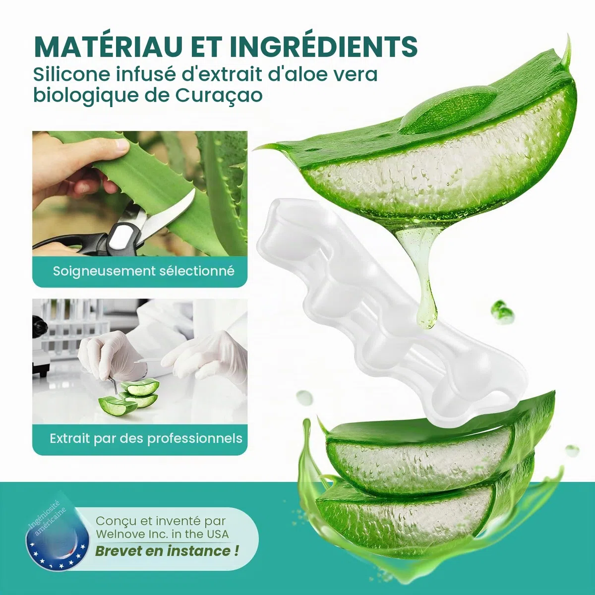 Welnove Séparateurs d'orteils pour corriger les orteils - 8 paquets d'écarteurs d'orteils en silicone pour les pieds des hommes et des femmes (transparent)