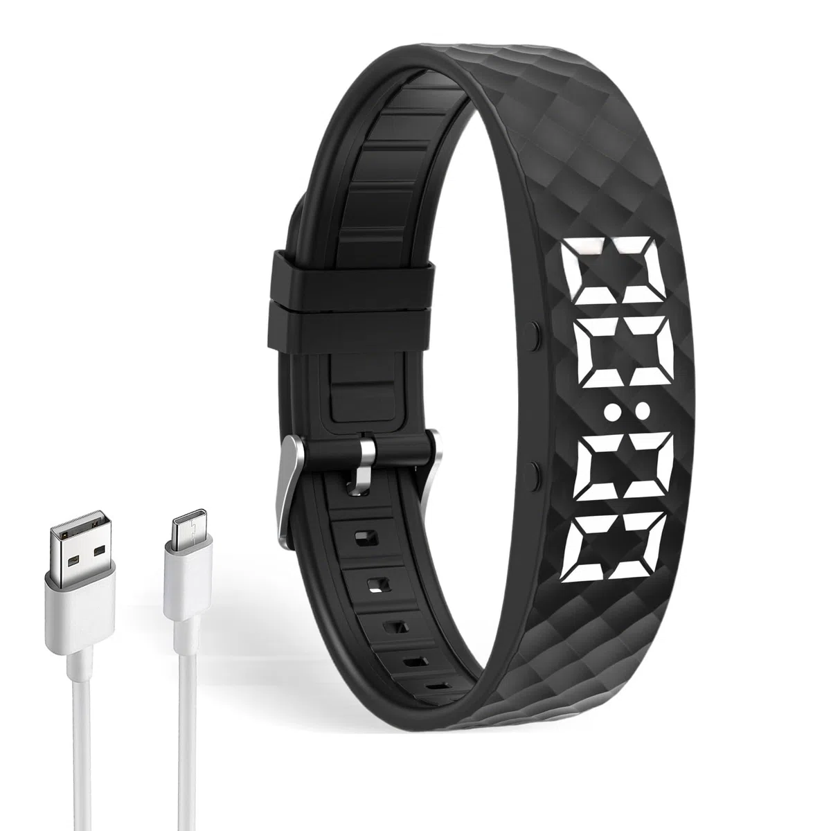 Bracelet Alarme Vibrante Silencieuse avec 8 Alarmes Programmables, Montre Réveil à Vibration Sans Bruit pour Rappels Médicaments, Travail, Sport, Sommeil, Bracelet Réglable Homme Femme