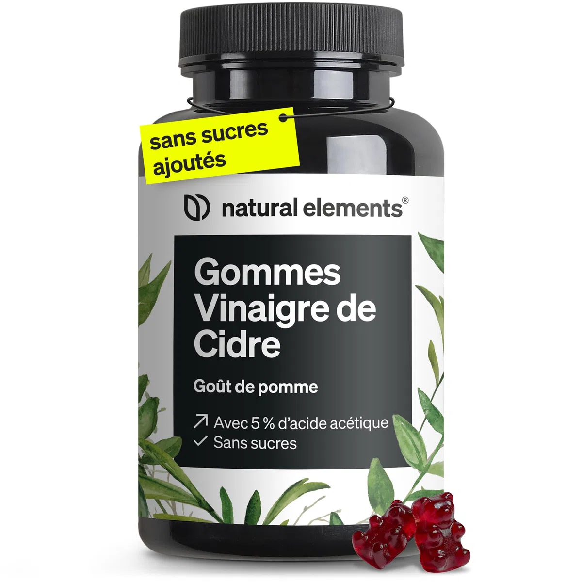 Gummies Vinaigre de Cidre avec la Mère – 120 Gummies pour 2 Mois – Enrichi en Vitamine B6, B12, Acide Folique & Iode – Vinaigre de Cidre Goût de Pomme – Vegan, Hautement Dosé & Sans Sucre Ajouté