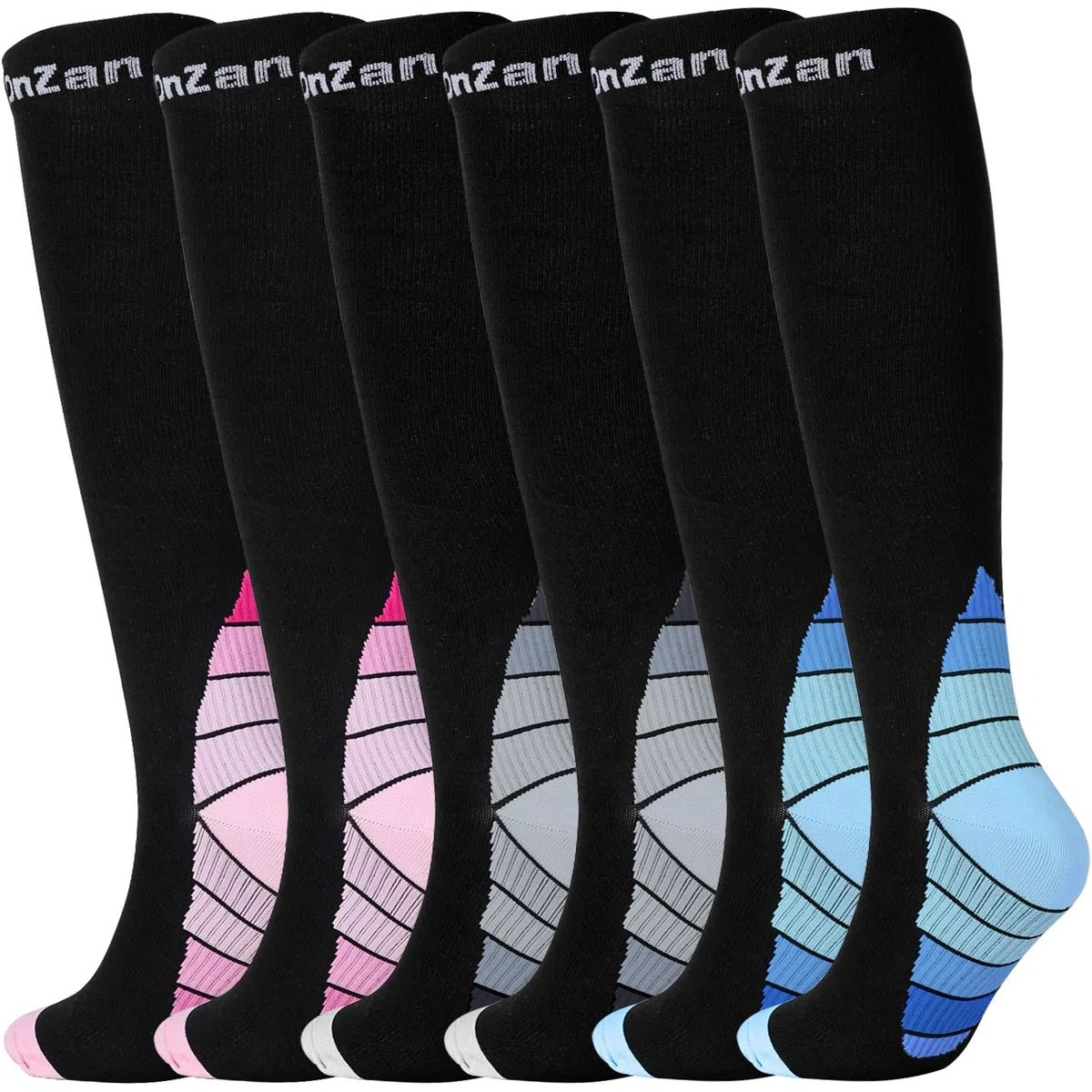 3 Paires Bas de Contention Femme Homme, 20-30mmHg Compression Socks Chaussettes de Contention