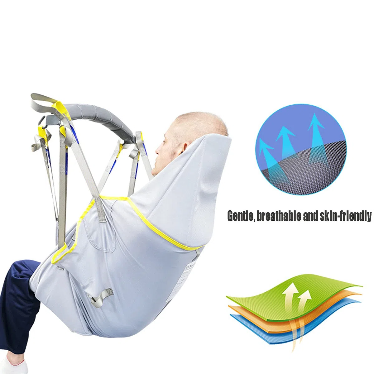 Élingue De Toilette d'ascenseur De Patient pour La Douche À Usage Domestique Ceinture De Transfert Électrique avec Soutien De La Tête,M