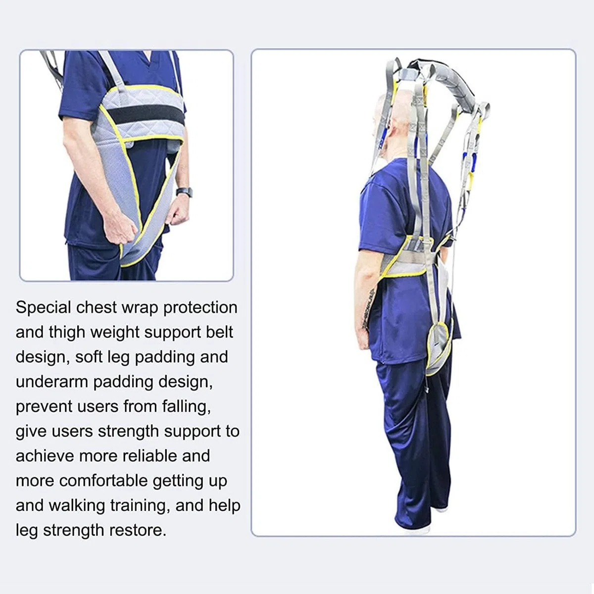 Écharpe de marche pour patient, harnais de levage en maille de sécurité médicale, ceinture de transfert pour équipement de formation en réadaptation, pour les soins infirmiers, les personnes âgées et