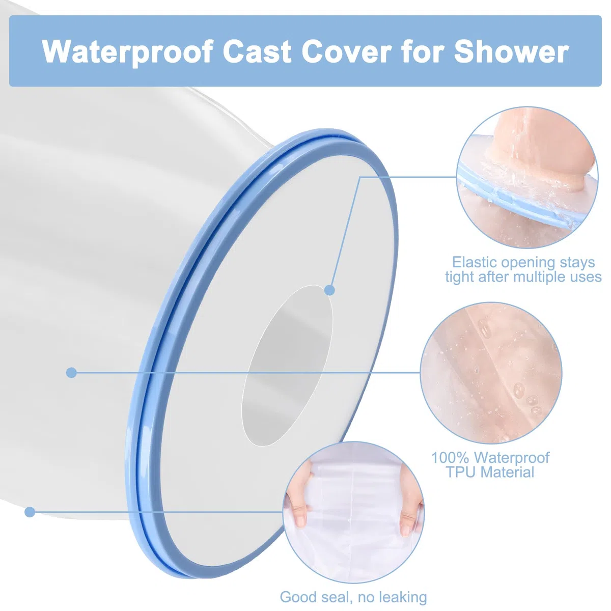 Protege Platre Bras Adulte, Protection Pansement Imperméable Réutilisable et Durable, Sac Etanche Platre Gardez les Plaies et le Bandage au sec Pendant le Bain