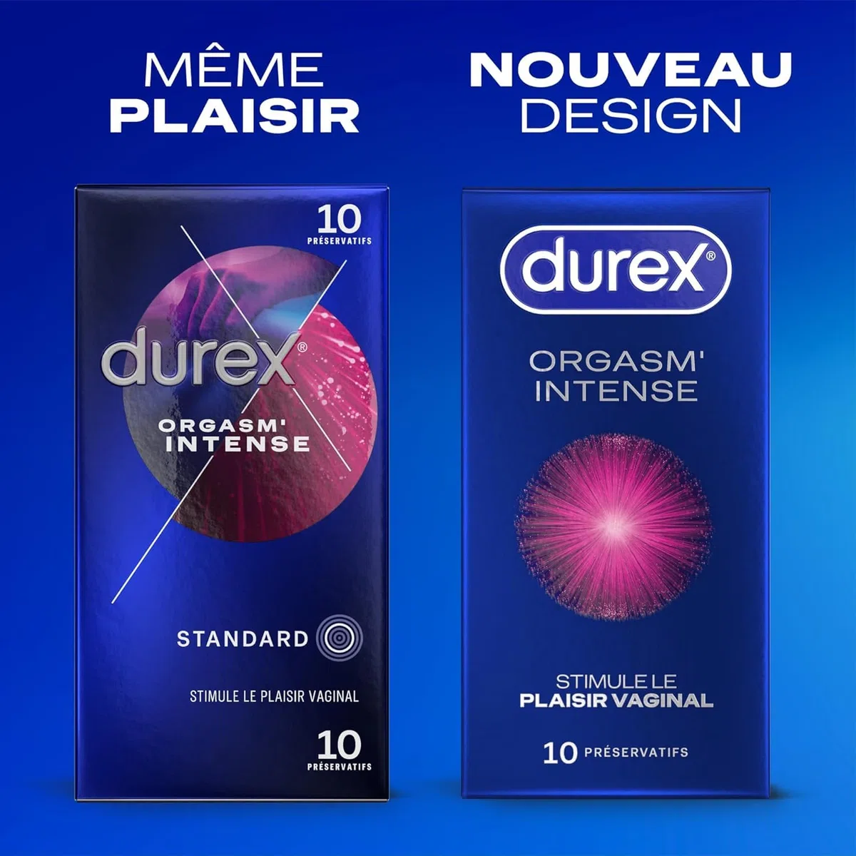 Durex - 20 Préservatifs Extra Lubrifiés Stimulants et Texturés - Avec Gel Desirex - Lot de 2 x 10 pièces