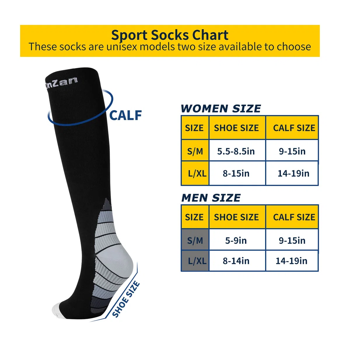 3 Paires Bas de Contention Femme Homme, 20-30mmHg Compression Socks Chaussettes de Contention