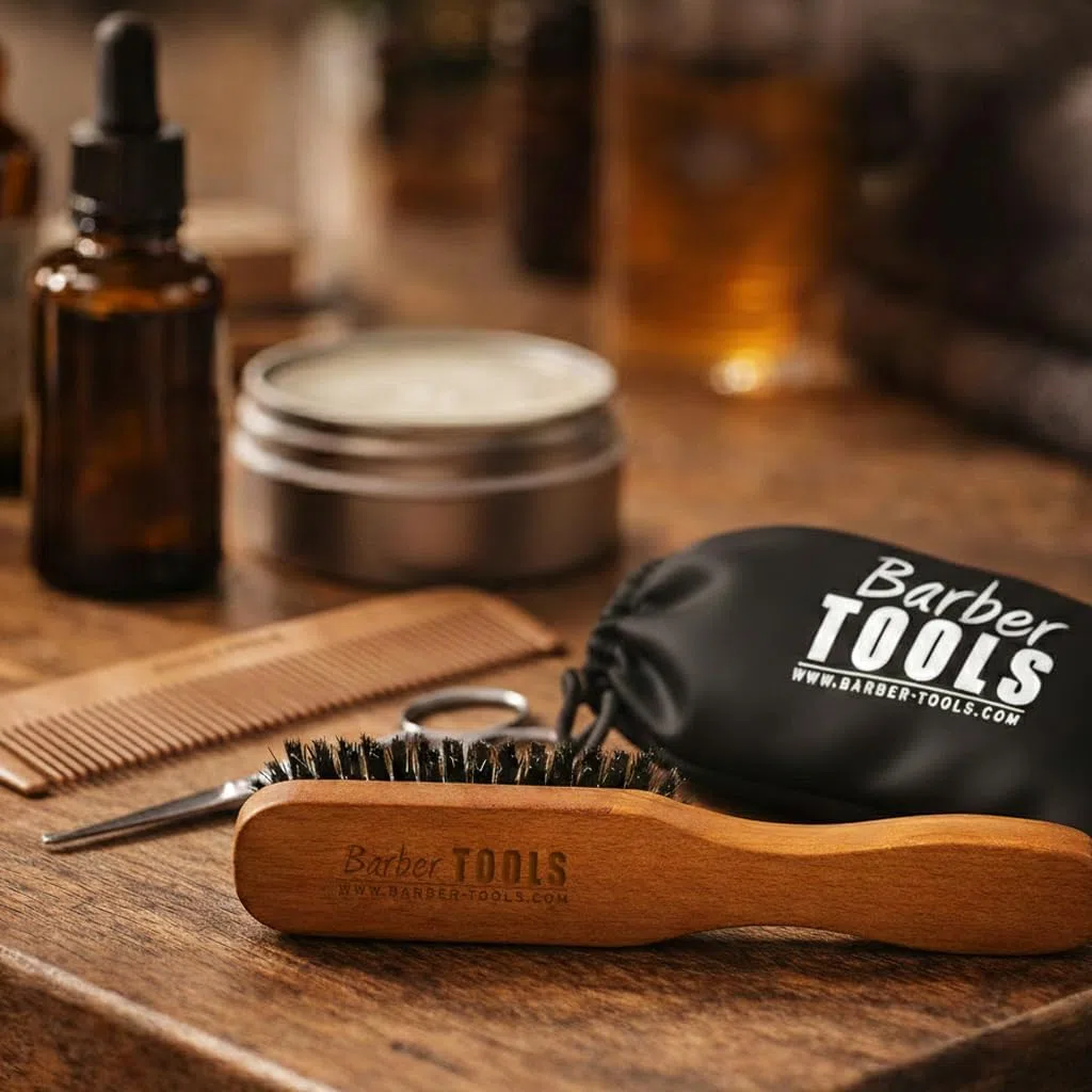 Coffret barbe et rasage pour homme | Rasoir coupe choux, brosse à barbe, peigne à barbe, ciseaux, pochette de rangement - Kit d'accessoires pour barbe