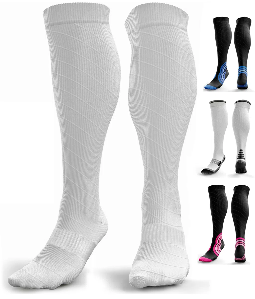 aZengear Chaussette de Compression Femme et Homme (20-30mmHg Classe 2) Bas de Contention Mollet Medical Sport Running de Vol Circulation, Jambes Enflées les Varices, Voyage en Avion