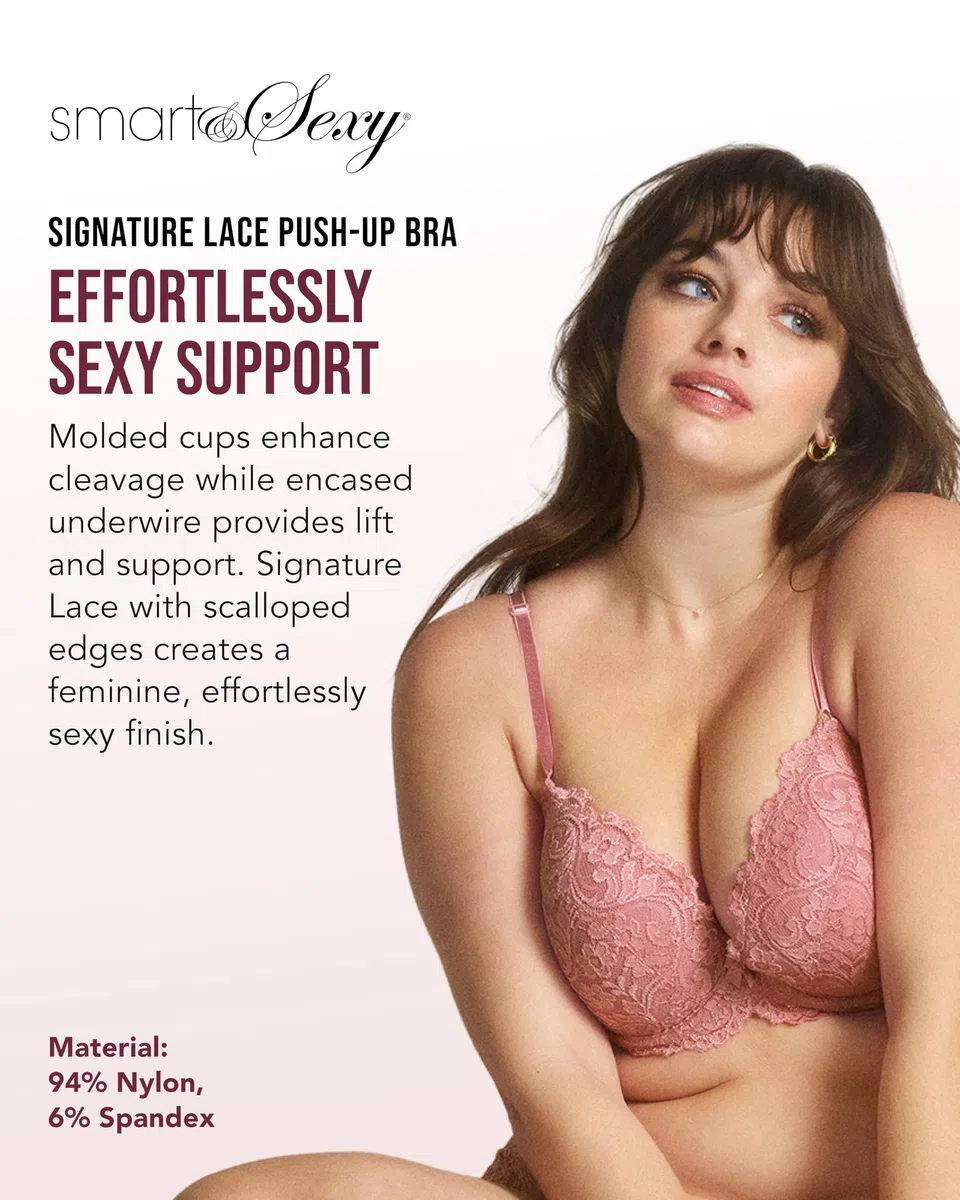 Smart & Sexy Signature Lace Push-up Bra – Padded Underwire Lingerie with Adjustable Straps Soutien-Gorge Femme