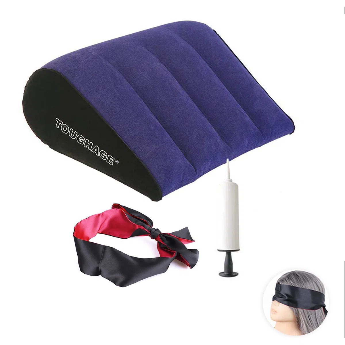 Oreiller Gonflable Lombaires pour Couples Sexe Coussin Triangle Ensemble Compensé Pliable avec Pompe Sexy Ruban Support Portable Confort Posture Plus Appropriée Hauteur Accueil Voyage