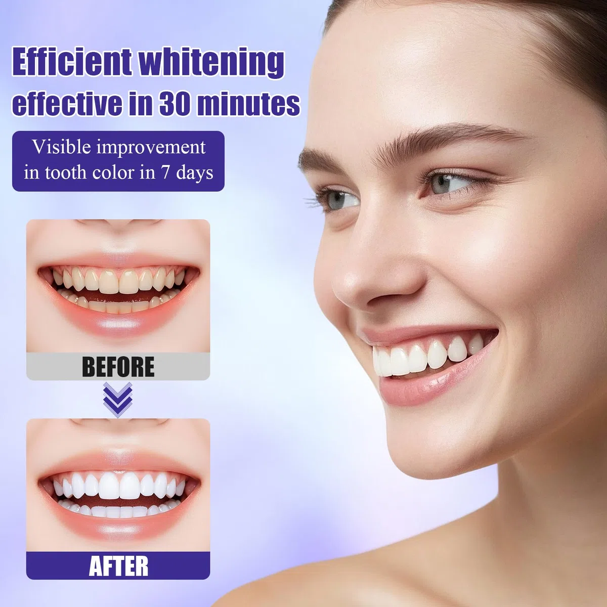 28 PièCes Bandes De Blanchiment Des Dents, Bandes Blanchissantes Violettes, Whitening Strips Efficace, RéDuire Les Taches Profondes, Effet à Domicile, Sourire éClatant
