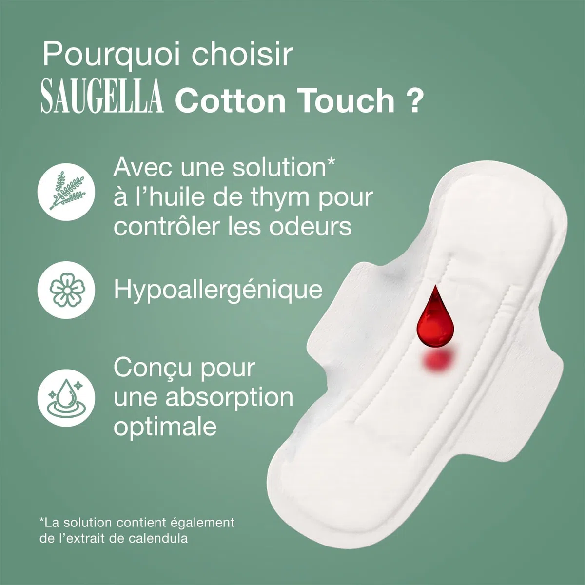 Saugella - Cotton Touch Jour - Serviettes Hygiéniques - Très Absorbantes – Extra-fines - Hypoallergéniques Avec Ailettes - Anti-Odeurs - 56 Serviettes - Lot De 4x14
