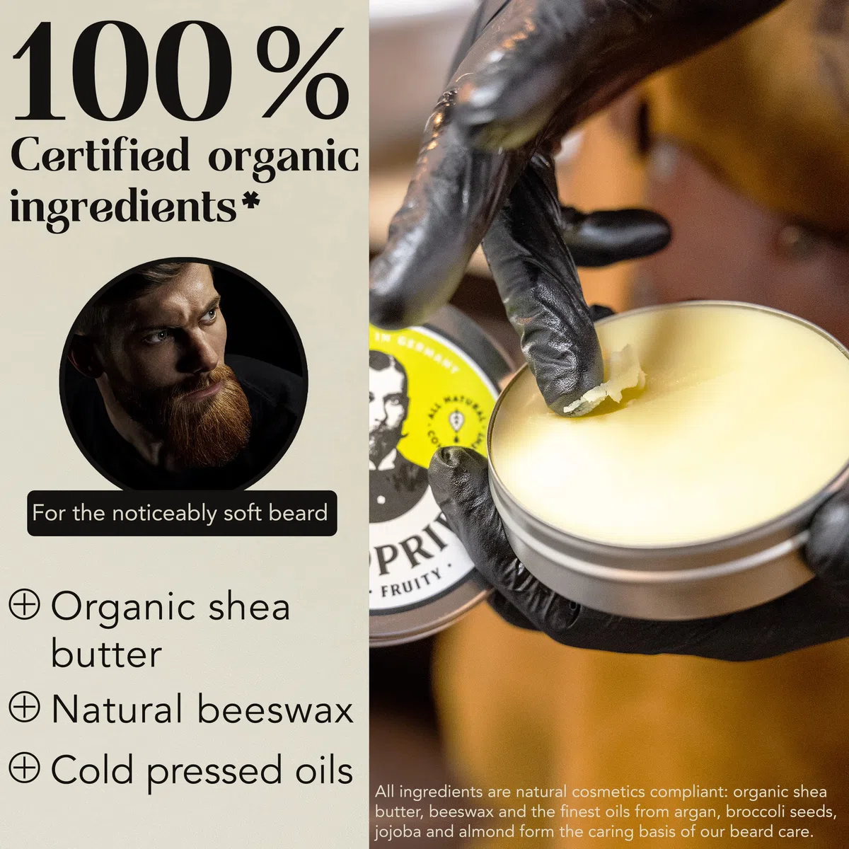 BEARDPRIDE Baume à barbe - Tropic Butter - The Original Beard Balm from the Barbershop - Notre baume à barbe est à base de beurre de karité et d'huiles naturelles - Baume à barbe - 28g
