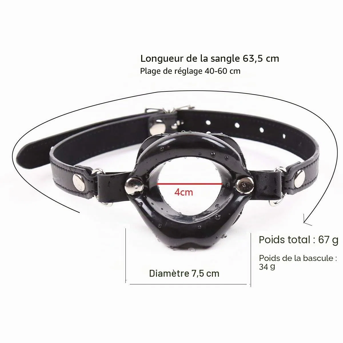 Bâillon BDSM Extrême en Silicone - Gag Bouche Pénis pour Femme - Sex SM (Noir)
