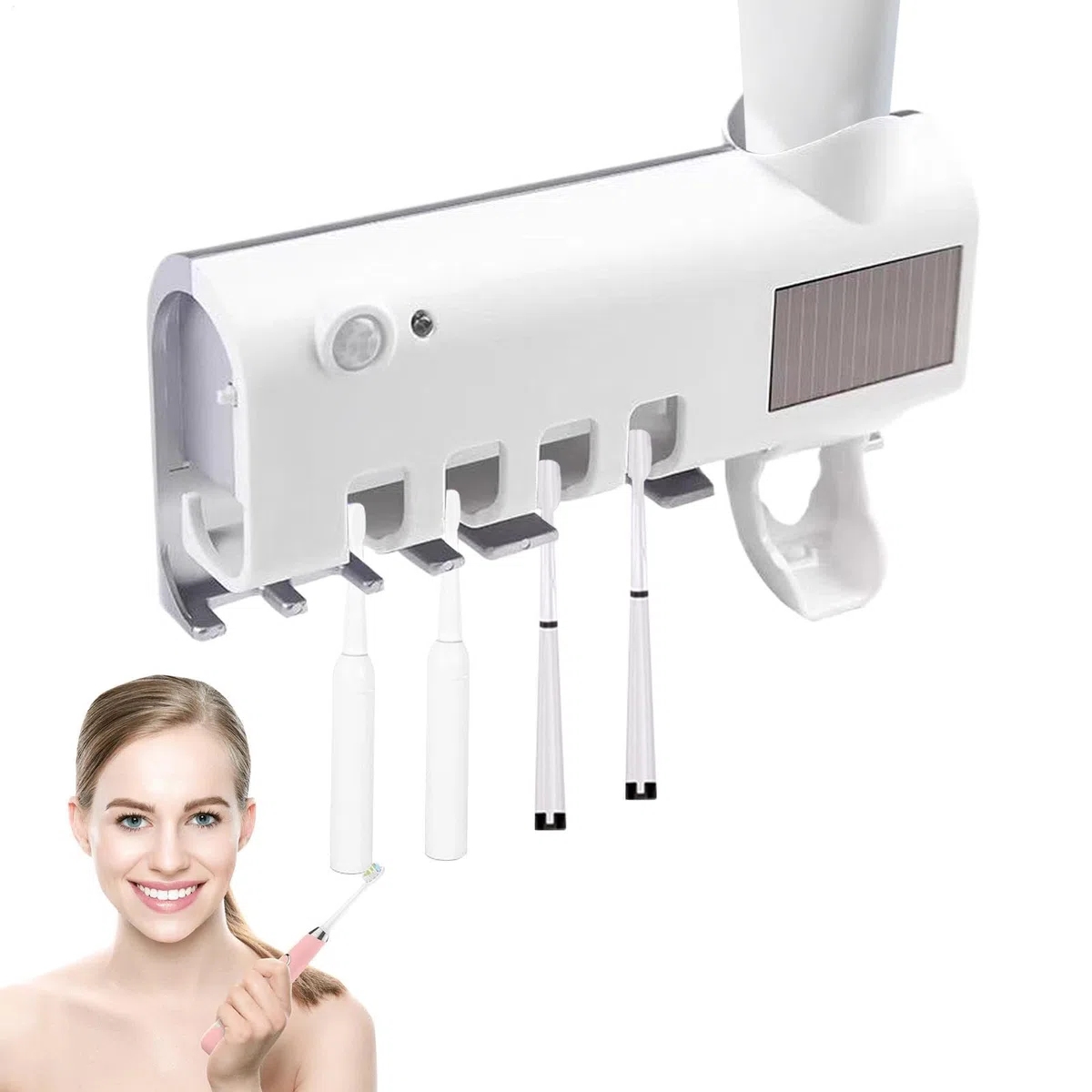 Support pour brosses à dents - Stérilisateur de brosses à dents avec lumière UV de 1200 mAh | Stérilisation efficace, sans perçage nécessaire, nettoyant de brosse à dents