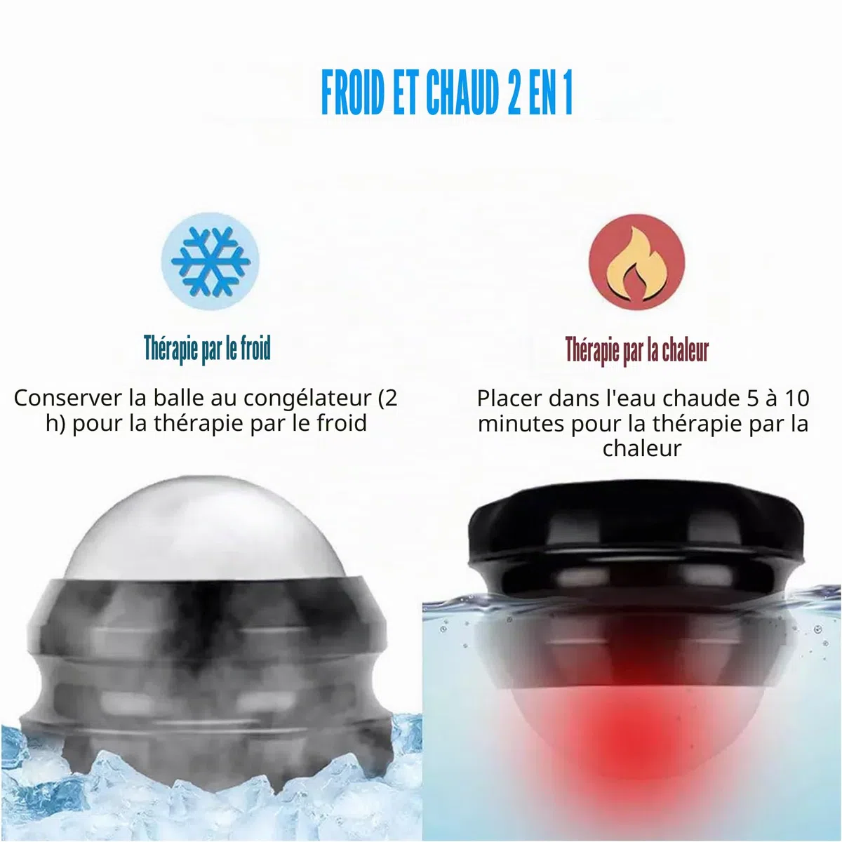 Boule massage acier inoxydable chaud froid basse température | Balle acier inoxydable chaud froid soulage douleurs musculaires par chaud ou cryothérapie portable et facile à utiliser
