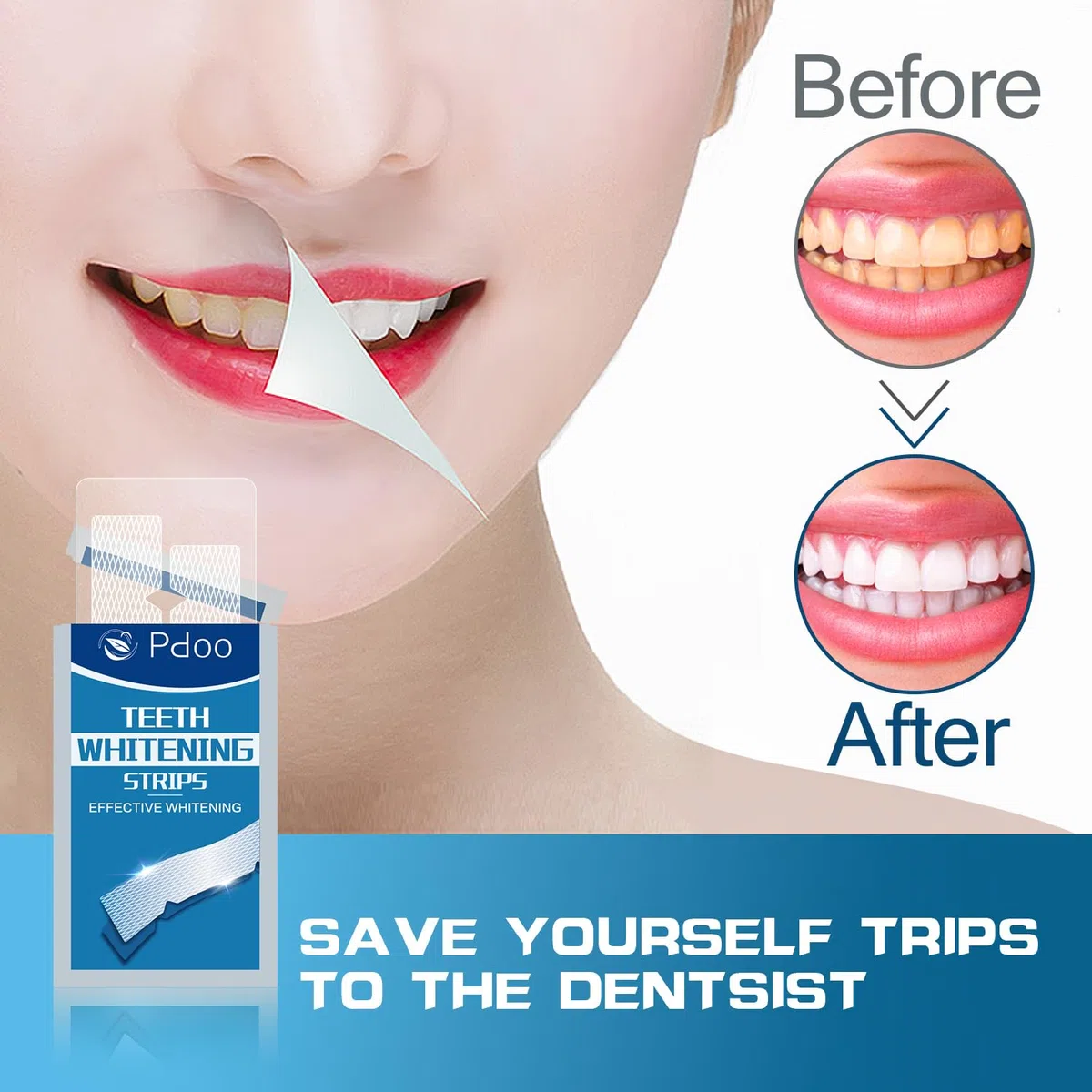 Bande Blanchiment Dentaire 28 Bandes - Blanchiment Dentaire sans Peroxyde - sans Sensibilité - Whitening Strips Efficace, Élimine Taches Café/Thé/Vin, Bandes Blanchissantes Dents 14 Treatments