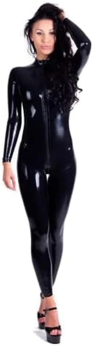 Combinaison Catsuit En Latex, Fermeture Éclair, Entrejambe Ouvert, Body Moulant, Salopette Pour Femmes,Noir,L