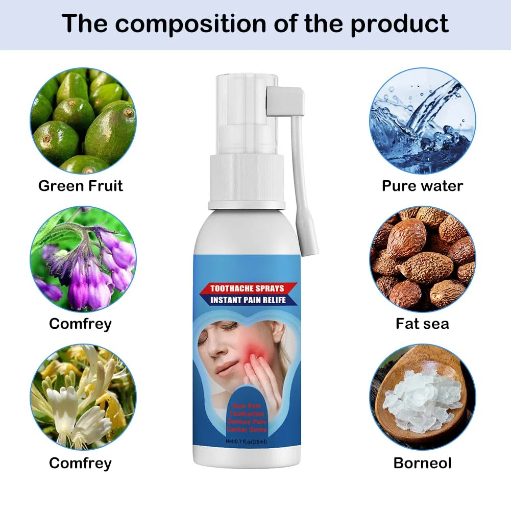 Spray de Soulagement de la Douleur Dentaire,Sprays Réparation des Gencives,Spray de Soins Bucco-dentaires à Base de Plantes,Sprays de Soulagement des Maux de Dents