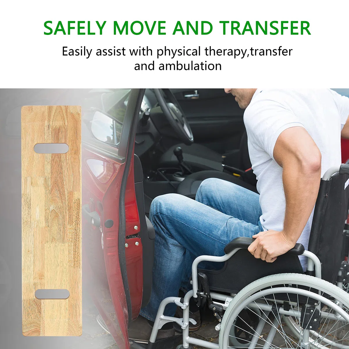 YPCBYNBS Planche de transfert, dispositif d'aide à glissière en bois pour transférer les patients, les personnes âgées, les personnes âgées et les handicapés d'un fauteuil roulant, d'un lit, d'une