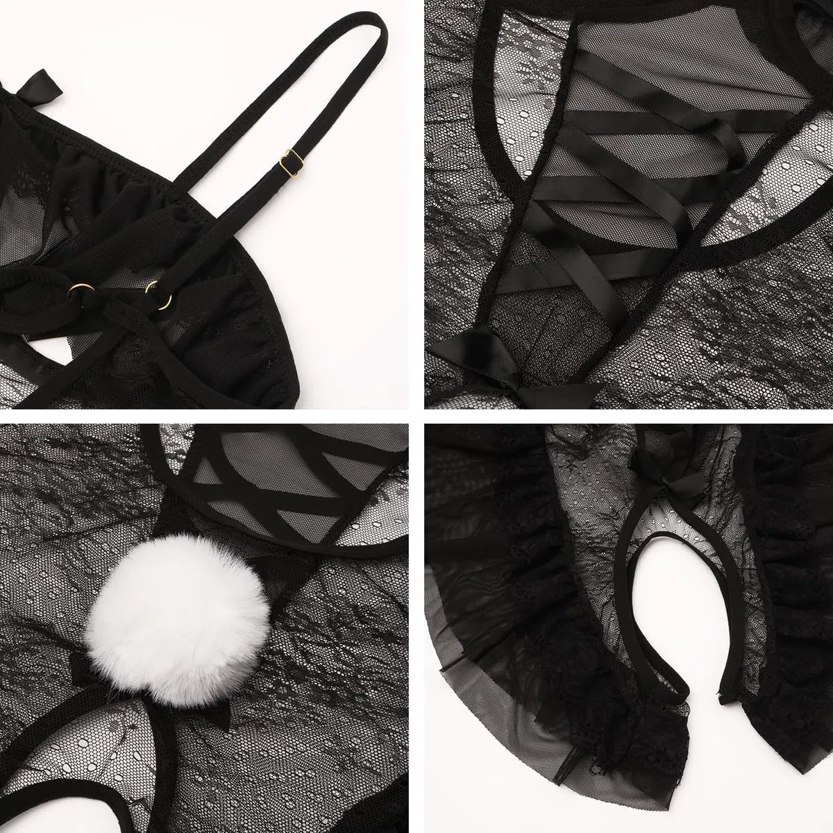 KFLY Costume de lapin sexy pour femme - Combinaison de lapin - Costume de lapin - Cosplay - Lingerie pour Pâques